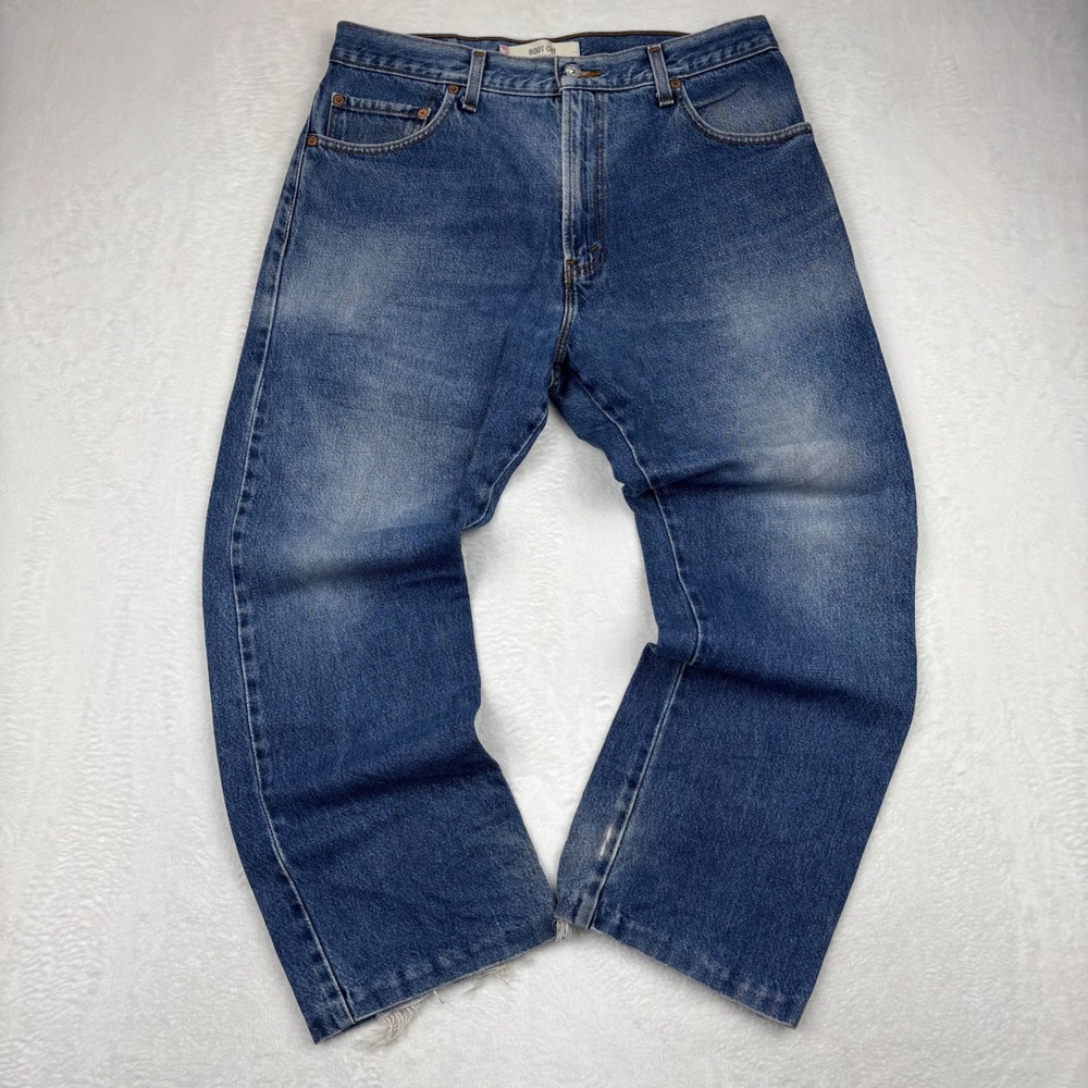 Levis 517 Mens Bootcut Jeans‎ Thigh Faded Denim Wash 36x29 Distressed Hem Skater